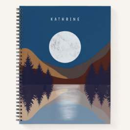Rustikale Abstrakte Landschaft Forest Moon Reflekt Notizbuch