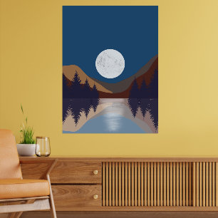Rustikale Abstrakte Landschaft Forest Moon Reflekt Poster