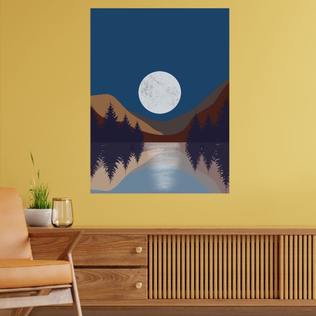 Rustikale Abstrakte Landschaft Forest Moon Reflekt Poster (Wohnzimmer 2)