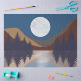 Rustikale Abstrakte Landschaft Forest Moon Reflekt Seidenpapier