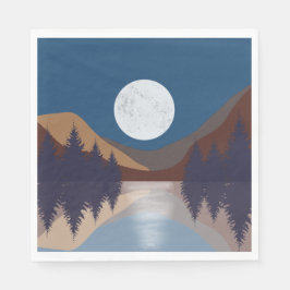 Rustikale Abstrakte Landschaft Forest Moon Reflekt Serviette