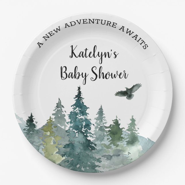 Rustikale Adventure Baby Dusche Teller (Vorderseite)