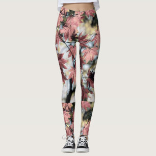 Rustikale Ahornfalte Blätter rostig rosa braun Leggings