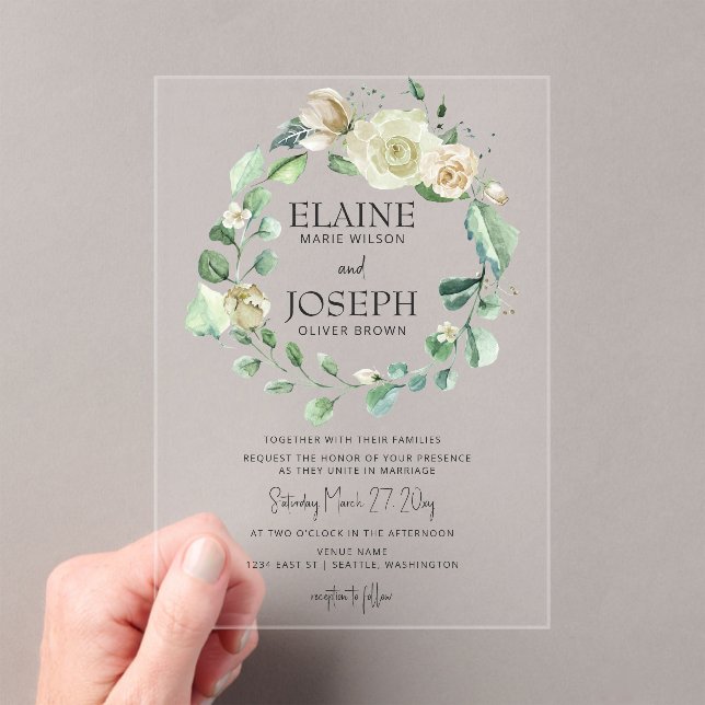 Rustikale Airy Botanical Neutral Floral Wedding Acryleinladungen (Insitu (Handheld))