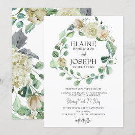 Rustikale Airy Botanical Neutral Floral Wedding Einladung