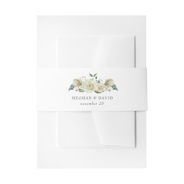 Rustikale Airy Botanical Neutral Floral Wedding Einladungsbanderole (Vorderseite Beispiel)