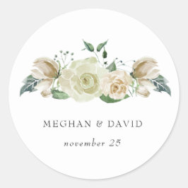 Rustikale Airy Botanical Neutral Floral Wedding Runder Aufkleber