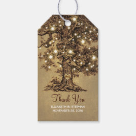 Rustikale alte Bäume & String Lights Hochzeit Viel Geschenkanhänger