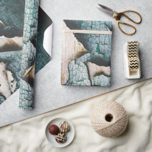 Rustikale, alte, hellblaue Schälfarbe Geschenkpapier