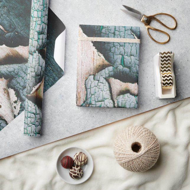 Rustikale, alte, hellblaue Schälfarbe Geschenkpapier (Kunsthandwerk)