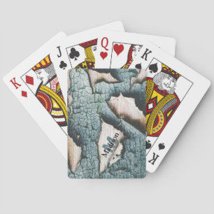 Rustikale, alte, hellblaugrüne Schälfarbe Monogram Spielkarten