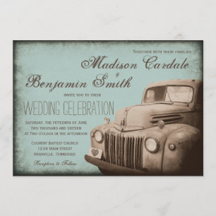 Rustikale Alte LKW Vintage Landhochzeit lädt ein Einladung