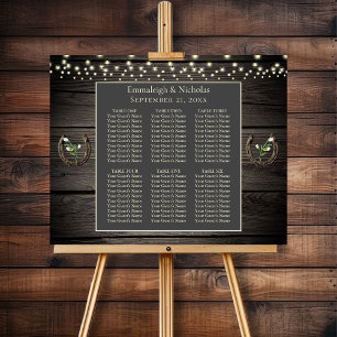 Rustikale alte Scheunenholz-Hochzeitssitzordnung Poster