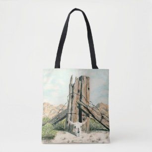 Rustikale alte Westwüste; Wasserfarben-Totetasche Tasche