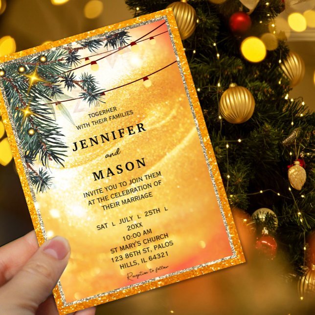 Rustikale Amber Lights Hochzeitseinladung Einladung (#weddingstationery #fall #weddinginvitation #autumnwedding #gardenweddinginvite #candlelightwedding)