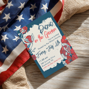 Rustikale Americana-Floral-Einladung zum vierten J Einladung