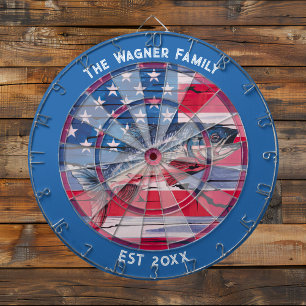 Rustikale amerikanische Flagge Bassangeln benutzer Dartscheibe