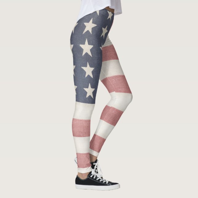 Rustikale amerikanische Flagge Leggings (Rechts)