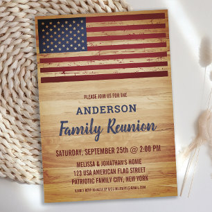 Rustikale amerikanische Flagge Patriotic Family Wi Einladung
