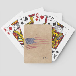 Rustikale amerikanische Flagge Patriotic Monogram Spielkarten