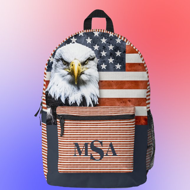 Rustikale amerikanische Flagge und Adler Personali Bedruckter Rucksack (Von Creator hochgeladen)