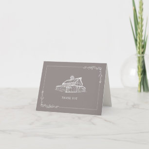 Rustikale Amethyst Graue Barn Farm Wedding Dankeskarte