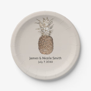 Rustikale Ananas-Tropenhawaiianische Hochzeit Pappteller