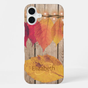 Rustikale Anfangsbuchstaben-Monogramm Herbstlaub-L iPhone 16 Plus Hülle
