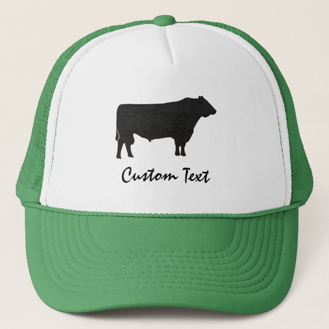 Rustikale Angus Bull-Silhouette Wasserfarbe Truckerkappe (Vorderseite)