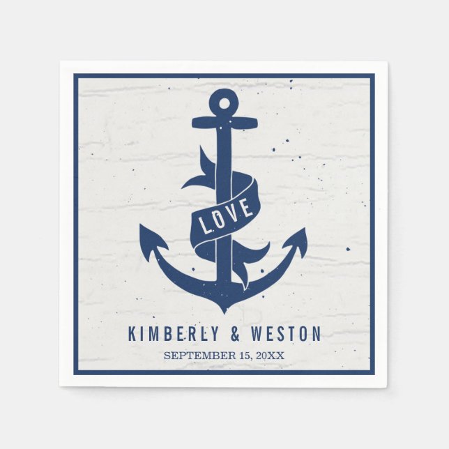 Rustikale Ankerhochzeit Napkins / Marine Serviette (Vorderseite)