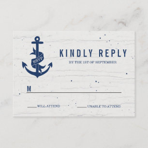 Rustikale Ankerhochzeit RSVP Card / Marine