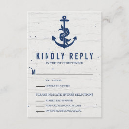Rustikale Ankerhochzeit RSVP Card / Marine Karte