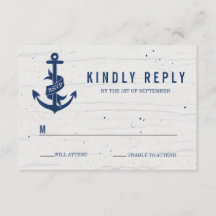 Rustikale Ankerhochzeit RSVP Card / Marine