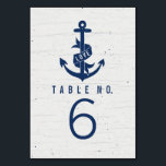 Rustikale Ankerkarten/Tischnummer Tischnummer<br><div class="desc">Ein marineblauer blauer Anker über einem holzähnlichen,  cremefarbenen Hintergrund. Das Banner auf dem Anker lautet "LIEBE",  aber der Text kann angepasst werden. Ideal für eine Hochzeit im Wassersport,  vor allem wenn Sie mit dem Vintagen/rustikalen Stil gehen.</div>