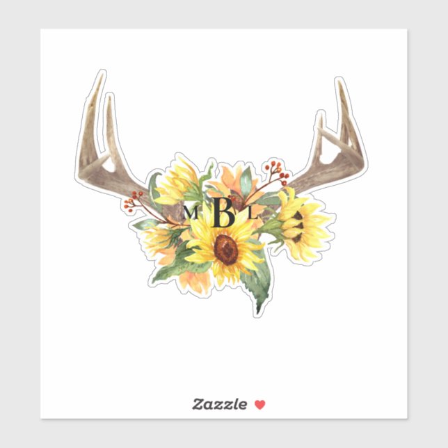 Rustikale Anters Monogram Large Aufkleber (Blatt)