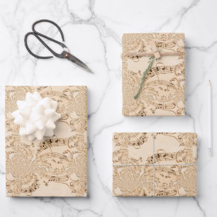 Rustikale antike Musikszene Geschenkpapier Set
