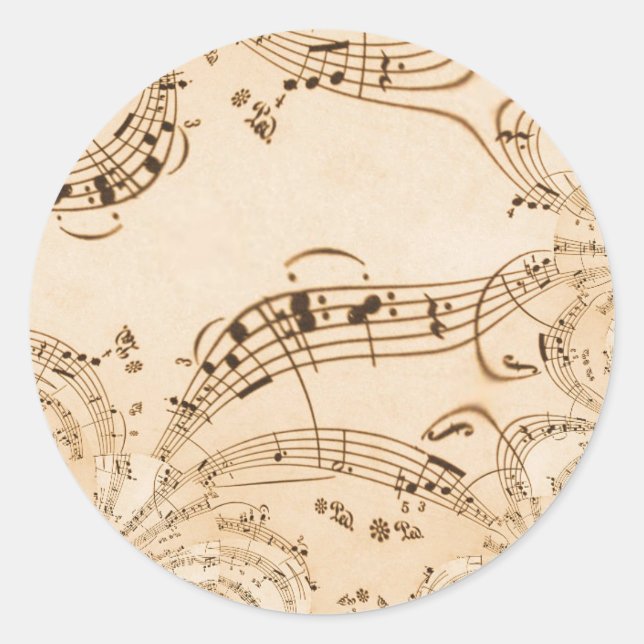 Rustikale antike Musikszene Runder Aufkleber (Vorderseite)