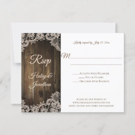 Rustikale antike Spitzen und UAWG aus Barnholz RSVP Karte