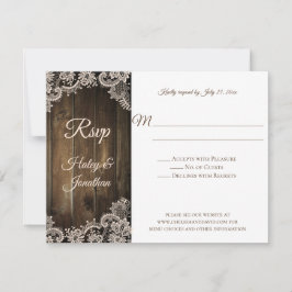 Rustikale antike Spitzen und UAWG aus Barnholz RSVP Karte