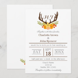 Rustikale Antler Deer Floral Woodland Hochzeit Einladung