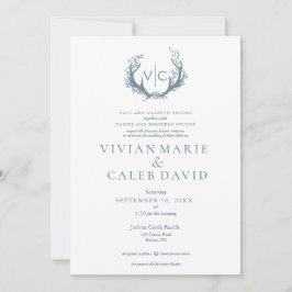 Rustikale Antler mit Blumenreath | Hochzeit Einladung