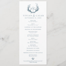 Rustikale Antler mit Blumenreath | Hochzeit Programm