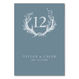 Rustikale Antler mit Blumenreath | Hochzeit Tischnummer