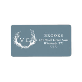 Rustikale Antler mit Blumenreath | RÜCKSENDEADRESS Adressaufkleber