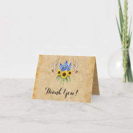 Rustikale Antler & Sonnenblumen Hochzeit Vielen Da Dankeskarte