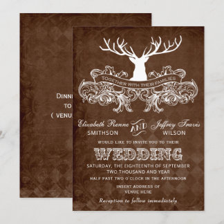 Rustikale Antler Winter Wald Hochzeit Einladung