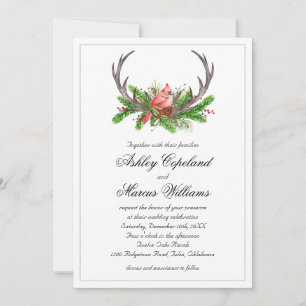 Rustikale Antlers Boho Woodland Winter Wedding Einladung