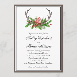 Rustikale Antlers Boho Woodland Winter Wedding Einladung