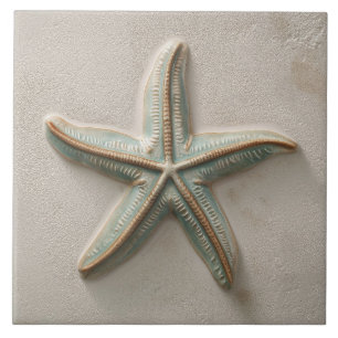Rustikale Aqua- und Sand-Seestern-Küstenrelief Fliese