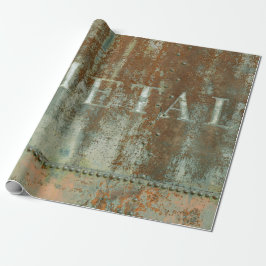 Rustikale Aquamarin-braune Vintage Texturentyppogr Geschenkpapier